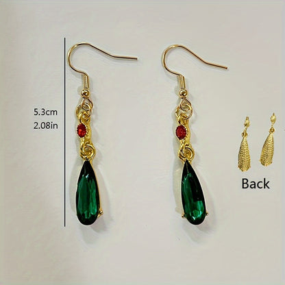 1 Pair Retro Japanese Style French Style Water Droplets Inlay Alloy Artificial Gemstones Ear Hook