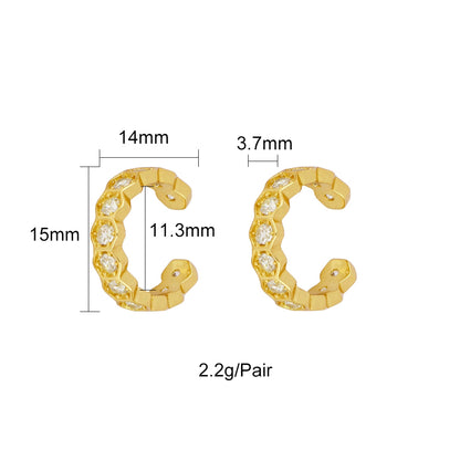 1 Pair Simple Style Geometric Plating Inlay Copper Zircon 18k Gold Plated Hoop Earrings Ear Cuffs