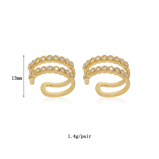 1 Pair Ig Style Shiny Solid Color Plating Inlay Copper Zircon 18k Gold Plated Ear Cuffs