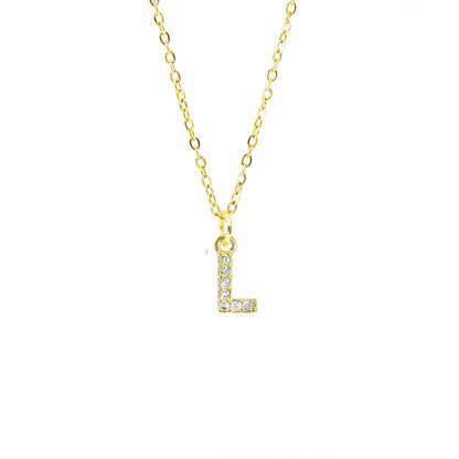 Streetwear Letter Titanium Steel Copper Zircon Pendant Necklace In Bulk