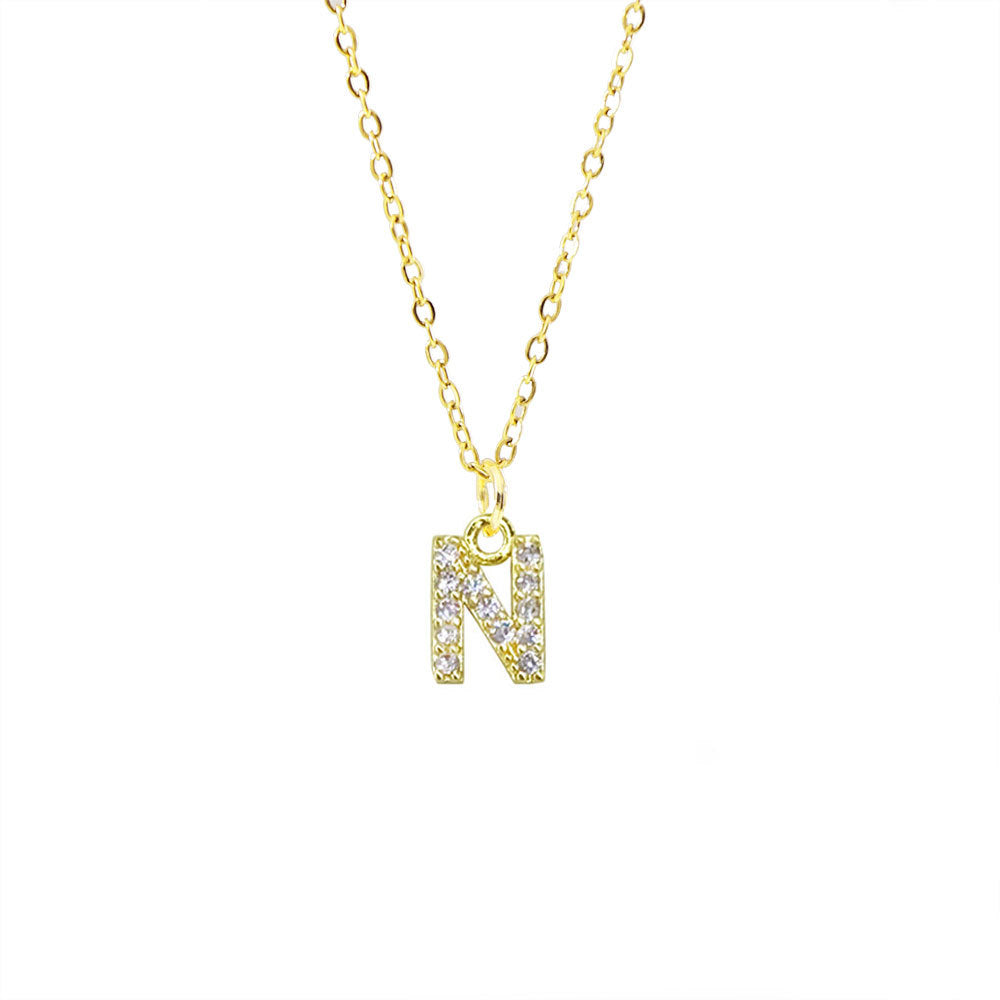 Streetwear Letter Titanium Steel Copper Zircon Pendant Necklace In Bulk