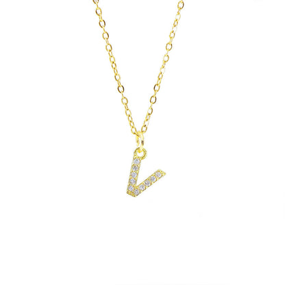 Streetwear Letter Titanium Steel Copper Zircon Pendant Necklace In Bulk