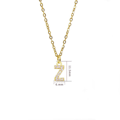 Streetwear Letter Titanium Steel Copper Zircon Pendant Necklace In Bulk