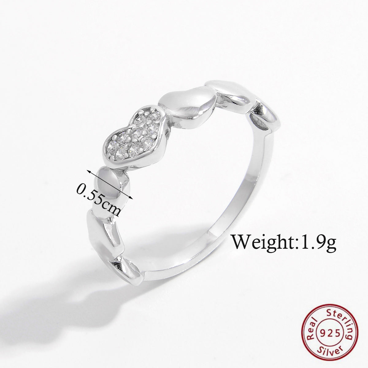 Ig Style Elegant Shiny Square Heart Shape Flower Sterling Silver Hollow Out Inlay Zircon White Gold Plated Rhodium Plated Rings