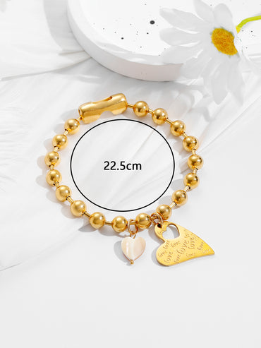 Vacation Simple Style Heart Shape Stainless Steel Carving Bracelets