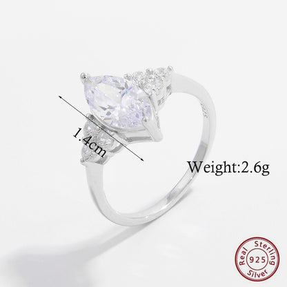 Ig Style Elegant Shiny Square Heart Shape Flower Sterling Silver Hollow Out Inlay Zircon White Gold Plated Rhodium Plated Rings