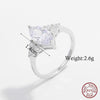 Ig Style Elegant Shiny Square Heart Shape Flower Sterling Silver Hollow Out Inlay Zircon White Gold Plated Rhodium Plated Rings