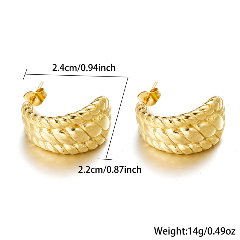 1 Pair Simple Style Classic Style Solid Color Plating Stainless Steel 18k Gold Plated Earrings