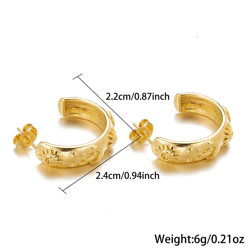 1 Pair Simple Style Classic Style Solid Color Plating Stainless Steel 18k Gold Plated Earrings