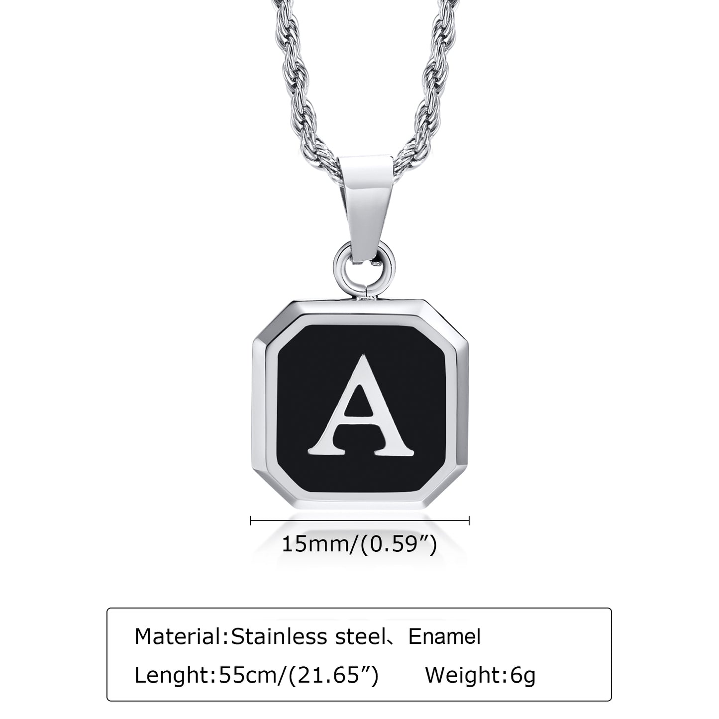 Hip-hop Letter Stainless Steel Enamel Pendant Necklace