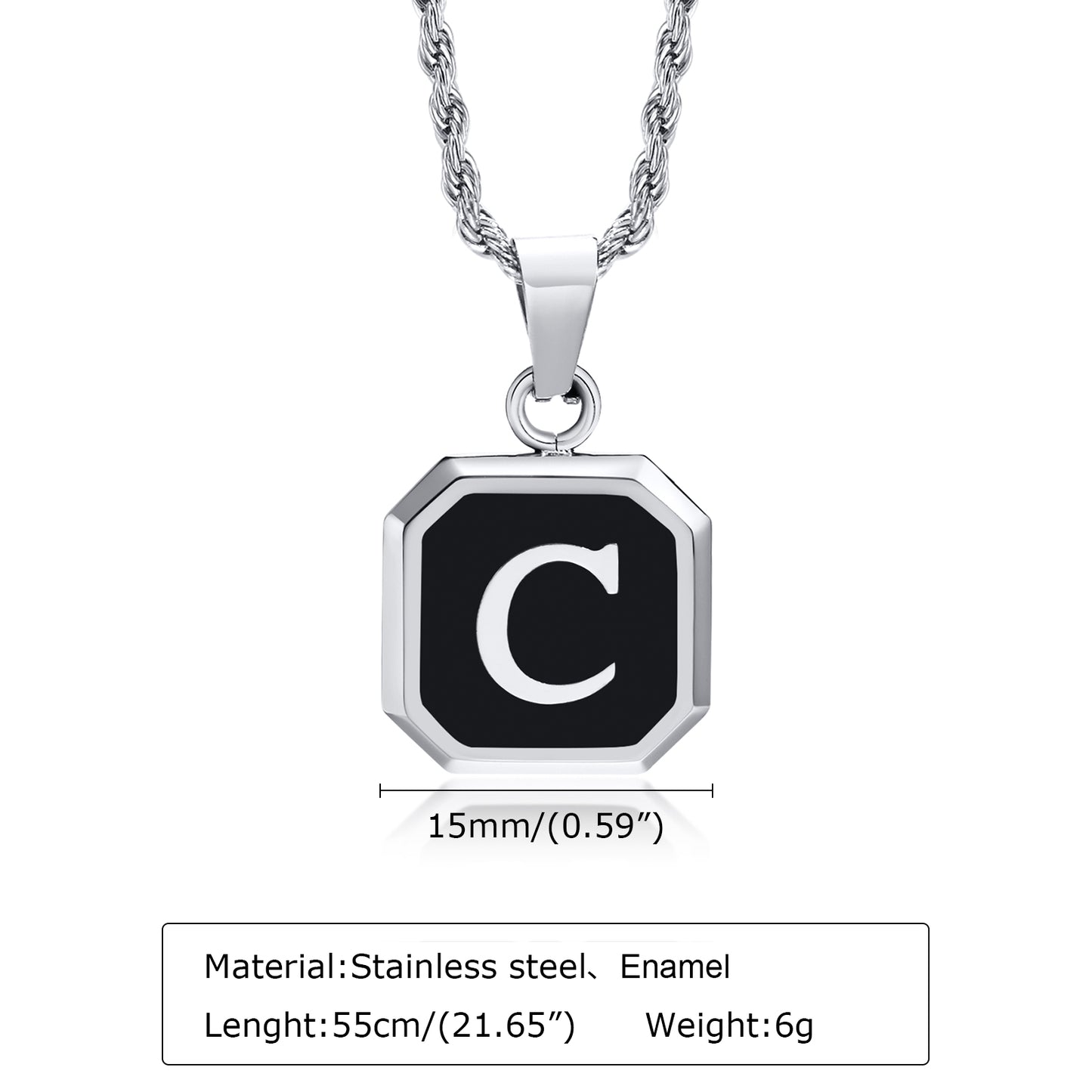 Hip-hop Letter Stainless Steel Enamel Pendant Necklace