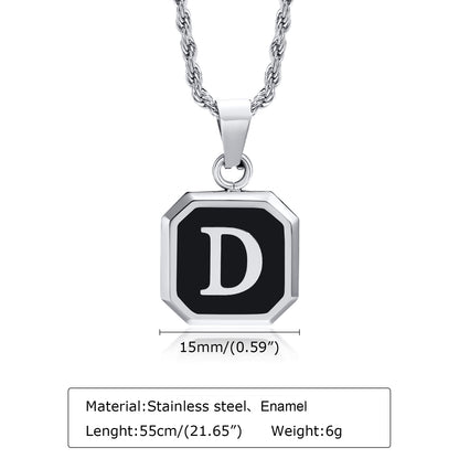 Hip-hop Letter Stainless Steel Enamel Pendant Necklace