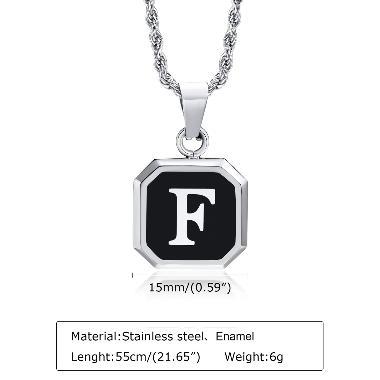 Hip-hop Letter Stainless Steel Enamel Pendant Necklace