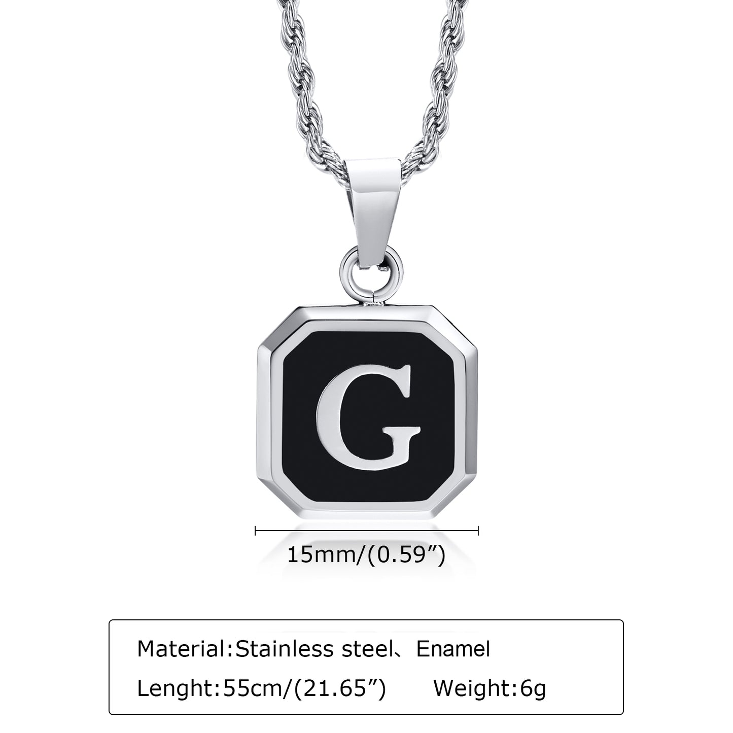 Hip-hop Letter Stainless Steel Enamel Pendant Necklace