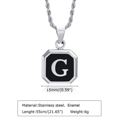 Hip-hop Letter Stainless Steel Enamel Pendant Necklace