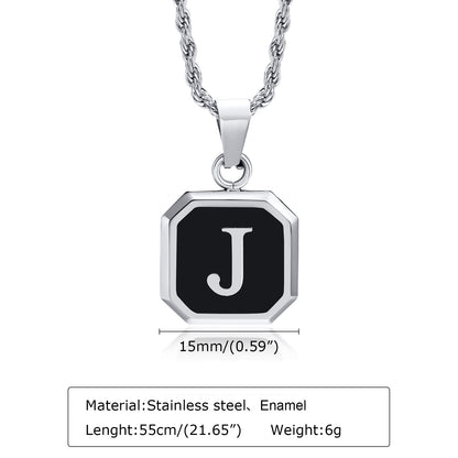 Hip-hop Letter Stainless Steel Enamel Pendant Necklace