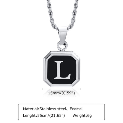 Hip-hop Letter Stainless Steel Enamel Pendant Necklace