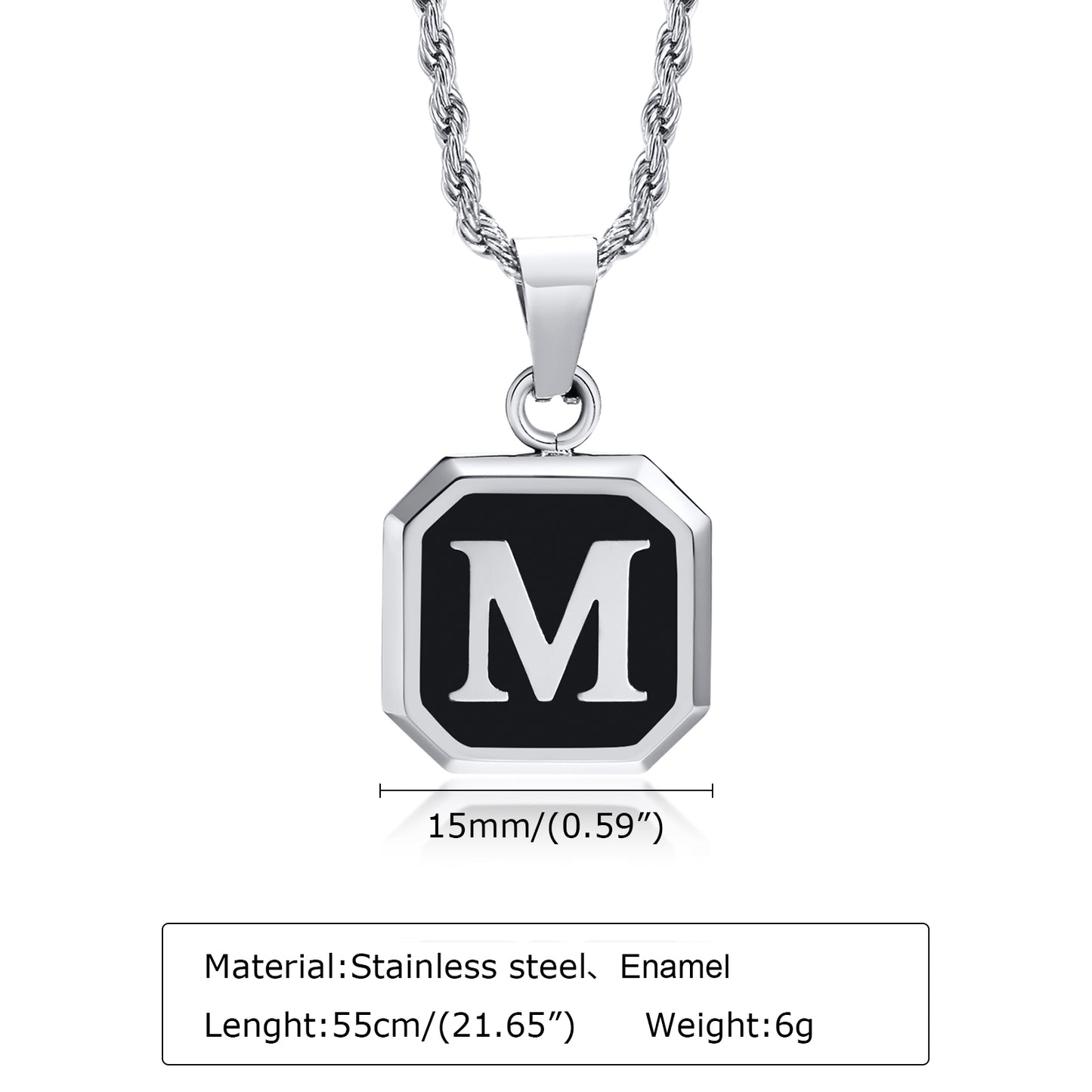 Hip-hop Letter Stainless Steel Enamel Pendant Necklace