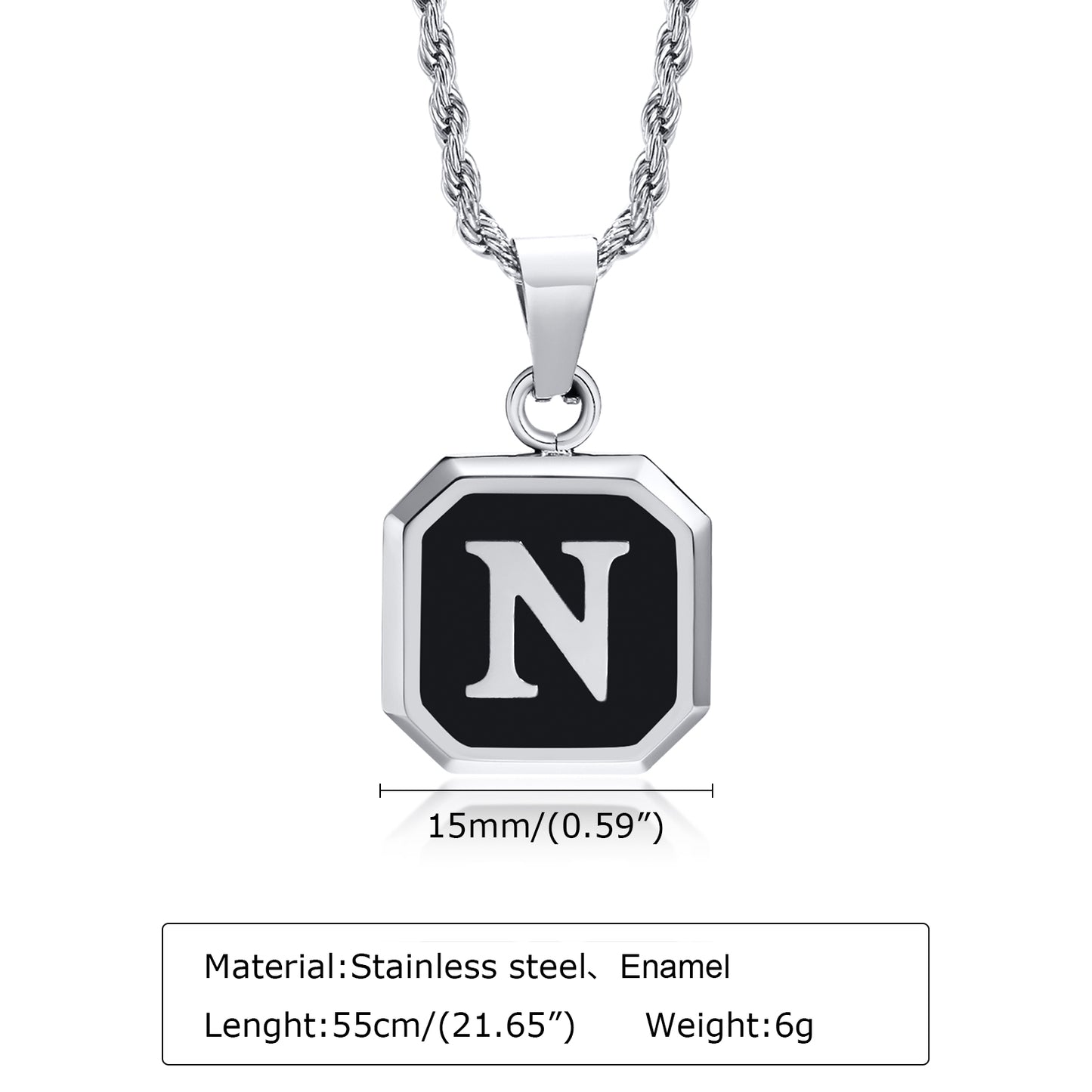 Hip-hop Letter Stainless Steel Enamel Pendant Necklace