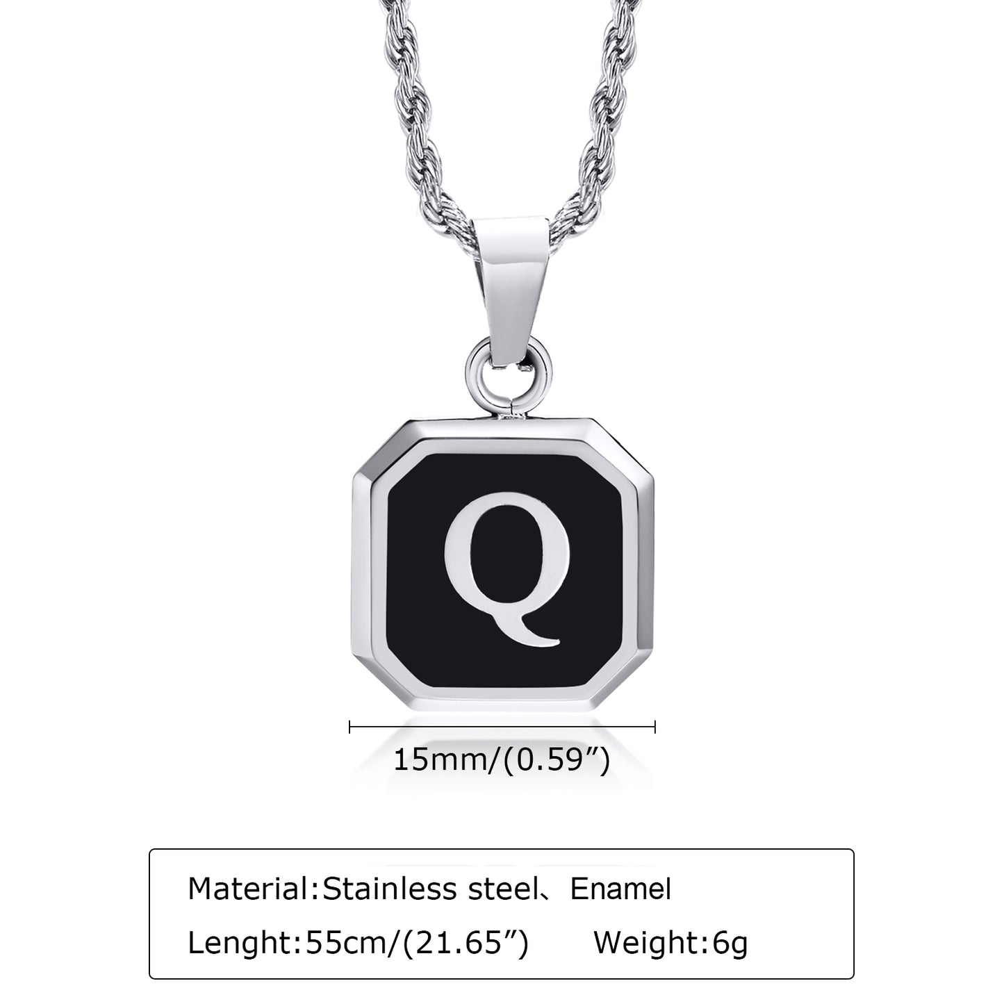 Hip-hop Letter Stainless Steel Enamel Pendant Necklace