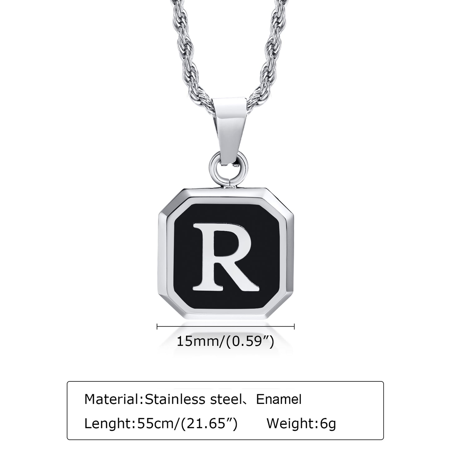 Hip-hop Letter Stainless Steel Enamel Pendant Necklace