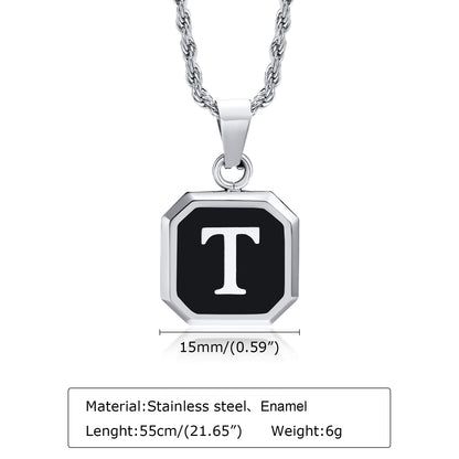 Hip-hop Letter Stainless Steel Enamel Pendant Necklace