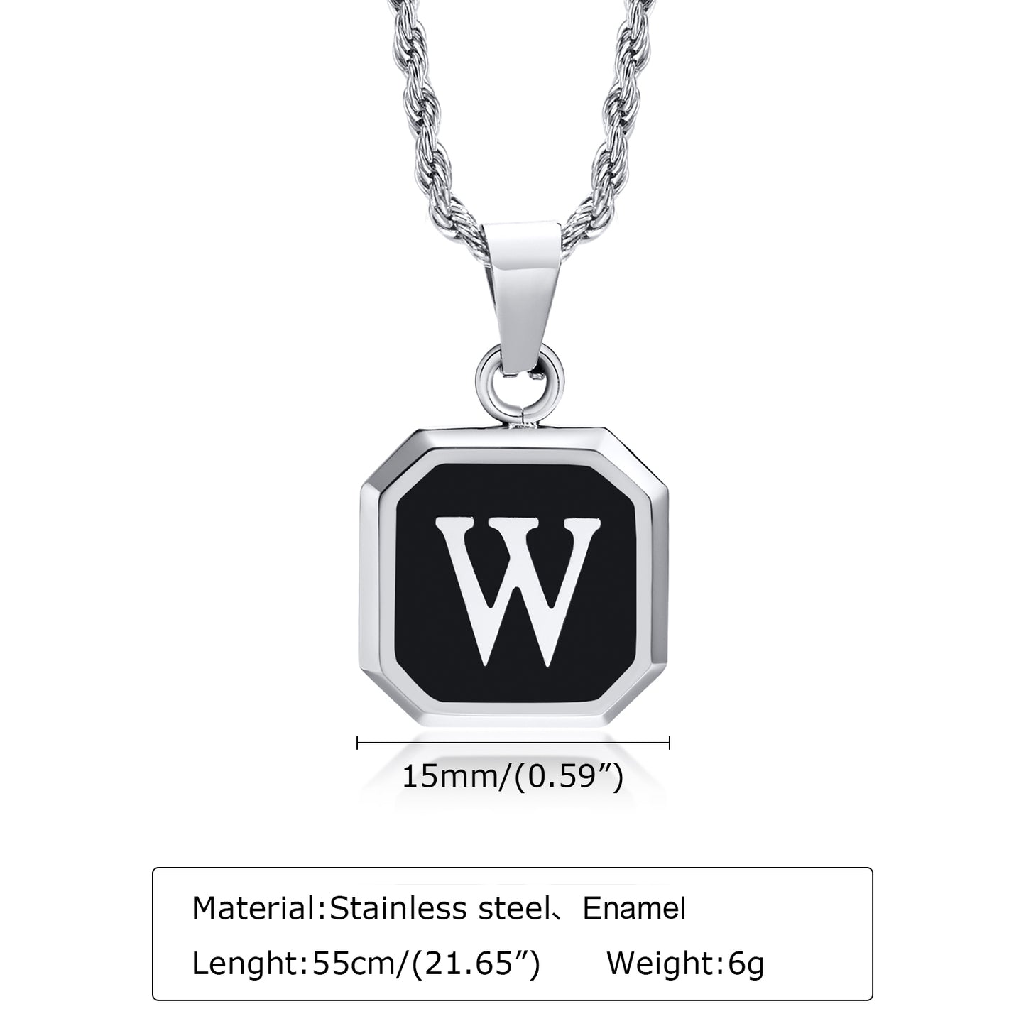 Hip-hop Letter Stainless Steel Enamel Pendant Necklace