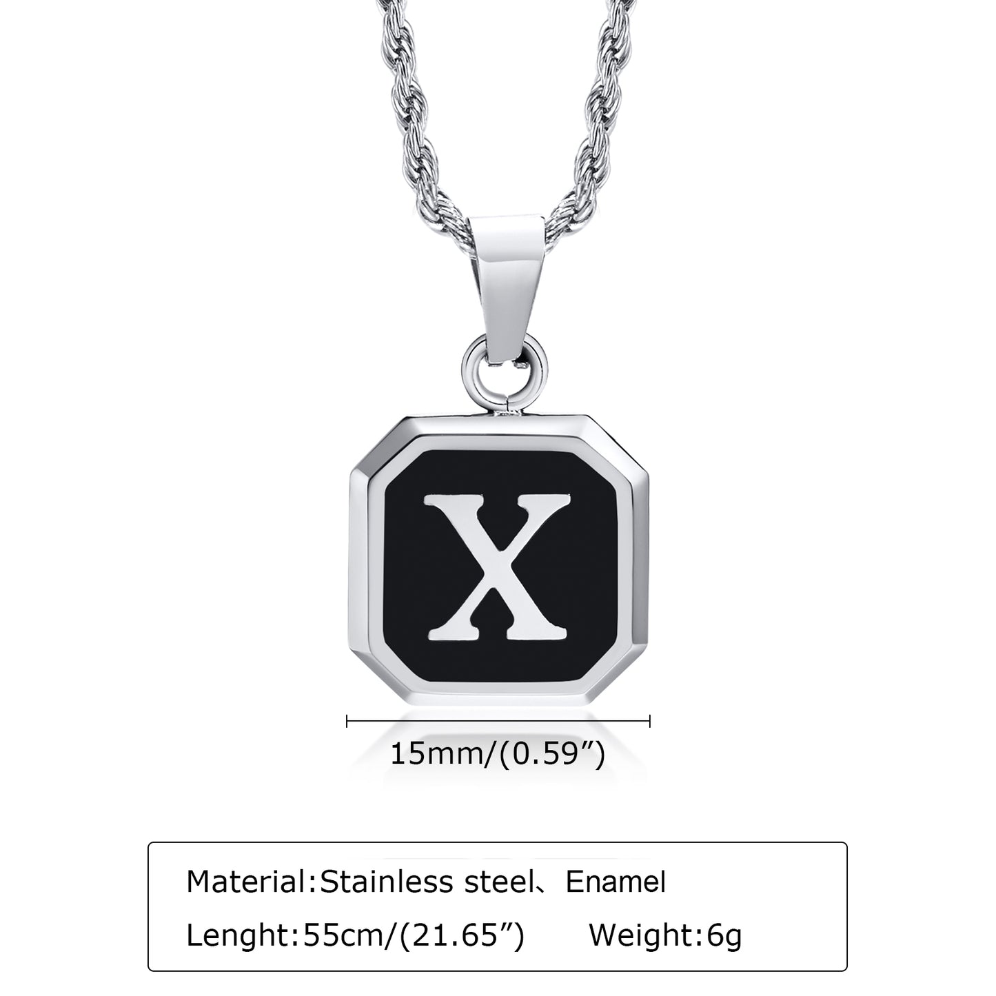 Hip-hop Letter Stainless Steel Enamel Pendant Necklace