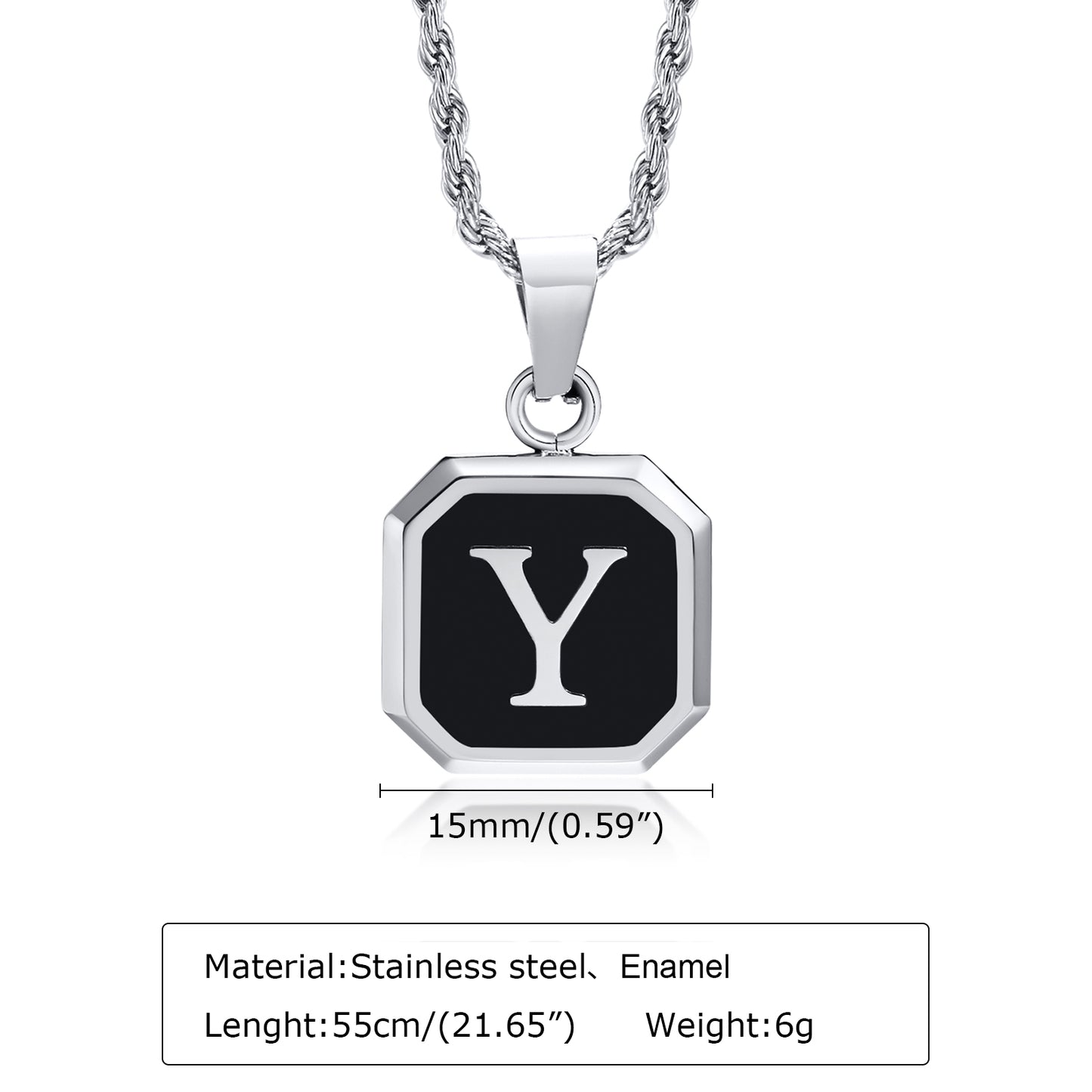 Hip-hop Letter Stainless Steel Enamel Pendant Necklace