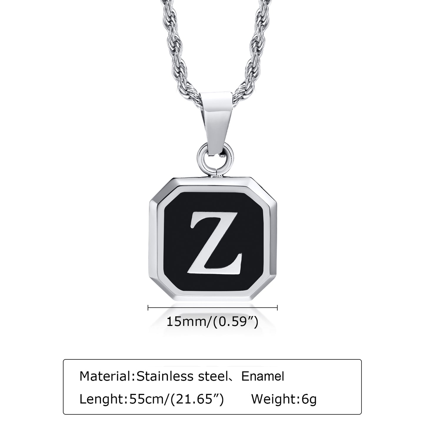 Hip-hop Letter Stainless Steel Enamel Pendant Necklace