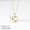 Elegant Sweet Heart Shape Stainless Steel Inlay Zircon White Gold Plated Gold Plated Pendant Necklace