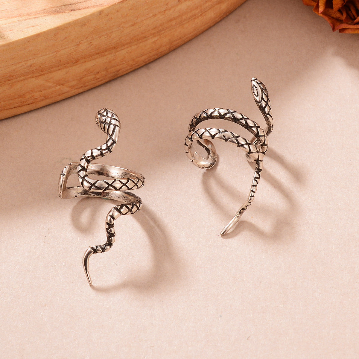 1 Pair Cool Style Snake Plating Copper Plated Thai Silver Ear Cuffs