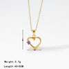 Elegant Sweet Heart Shape Stainless Steel Inlay Zircon White Gold Plated Gold Plated Pendant Necklace