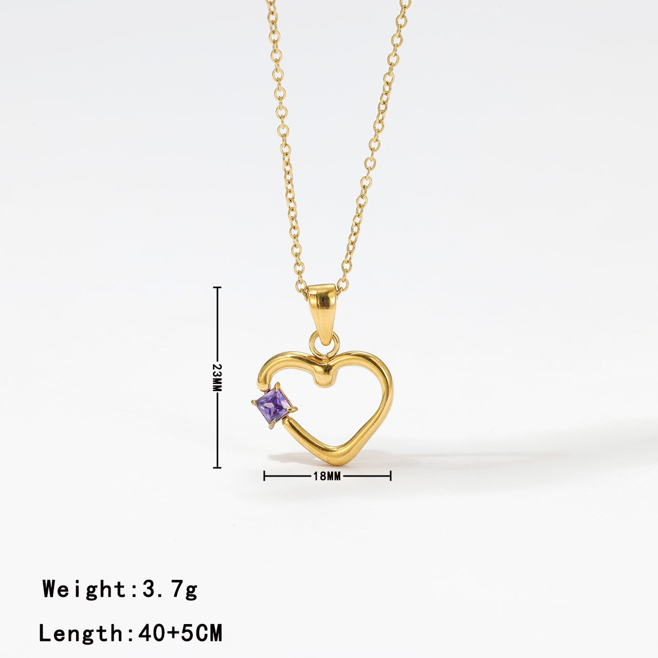 Elegant Sweet Heart Shape Stainless Steel Inlay Zircon White Gold Plated Gold Plated Pendant Necklace