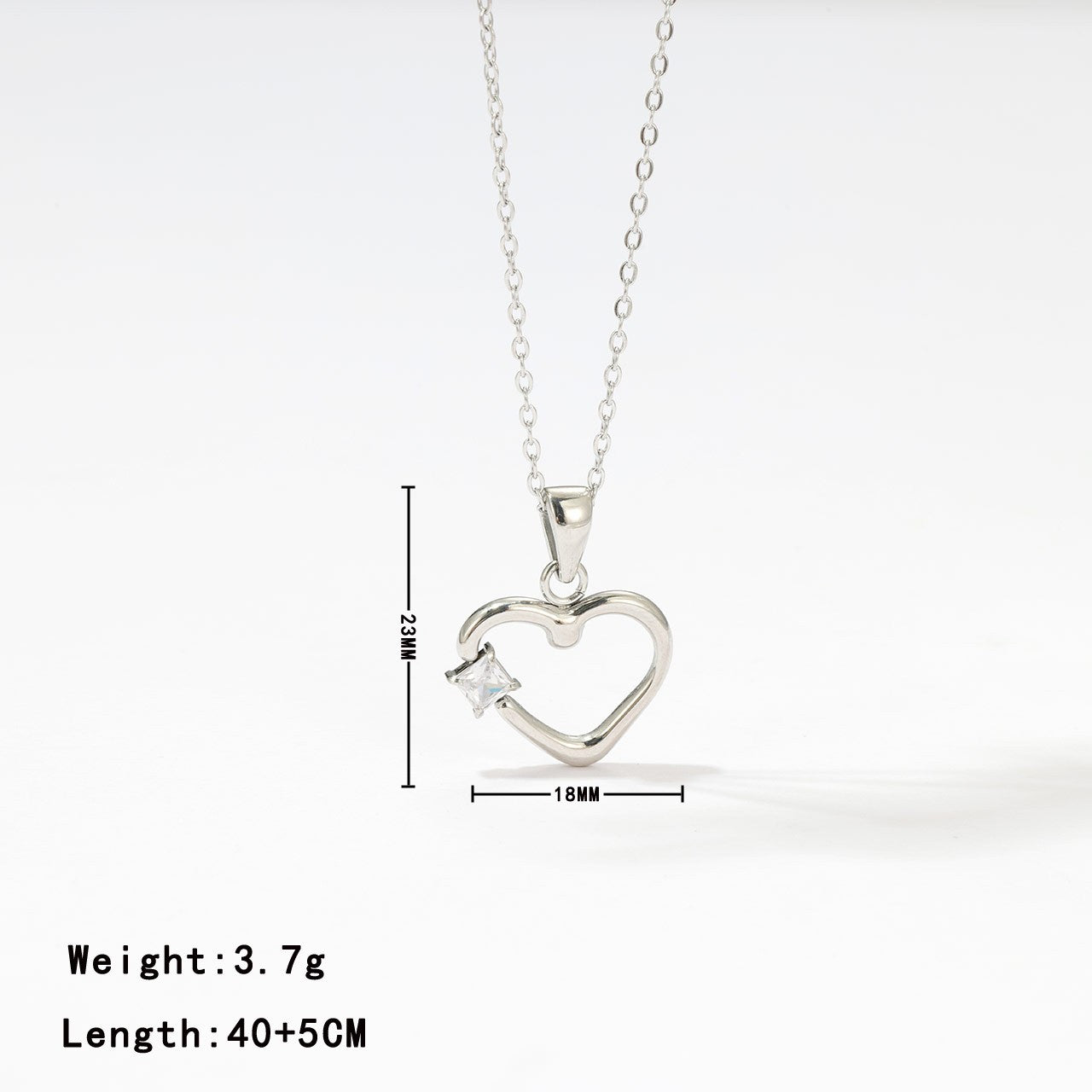 Elegant Sweet Heart Shape Stainless Steel Inlay Zircon White Gold Plated Gold Plated Pendant Necklace