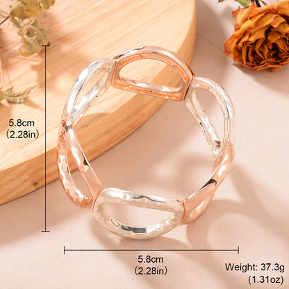 Simple Style Round Solid Color Alloy Plating Hollow Out Silver Plated Women's Bangle