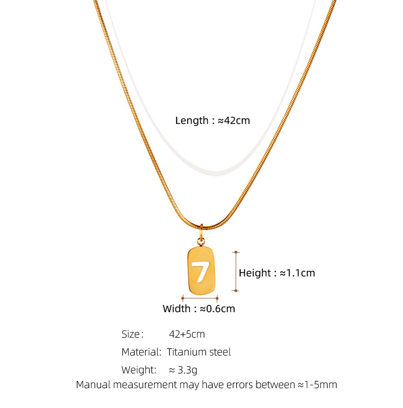 Simple Style Number Square Titanium Steel Plating Hollow Out 18k Gold Plated Gold Plated Pendant Necklace