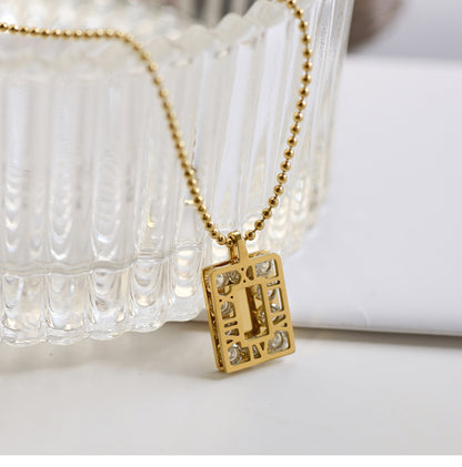 Elegant Sweet Geometric Titanium Steel Plating Inlay Rhinestones Gold Plated Pendant Necklace