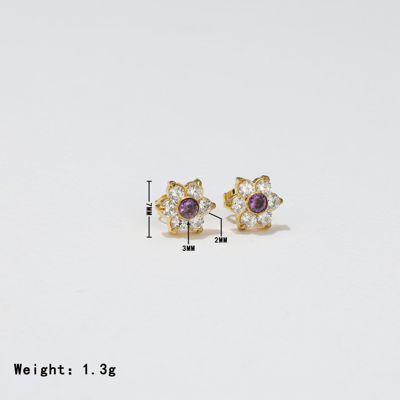 1 Pair Sweet Simple Style Flower Plating Inlay Stainless Steel Zircon White Gold Plated Gold Plated Ear Studs