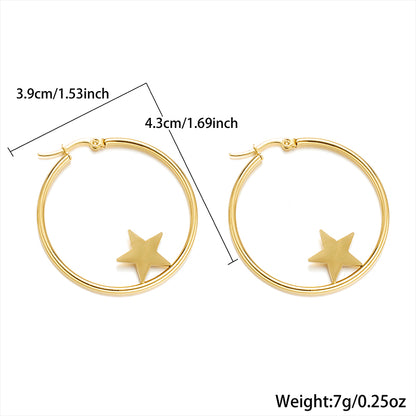 1 Pair Simple Style Classic Style Star Tree Snake Plating Stainless Steel 18k Gold Plated Earrings