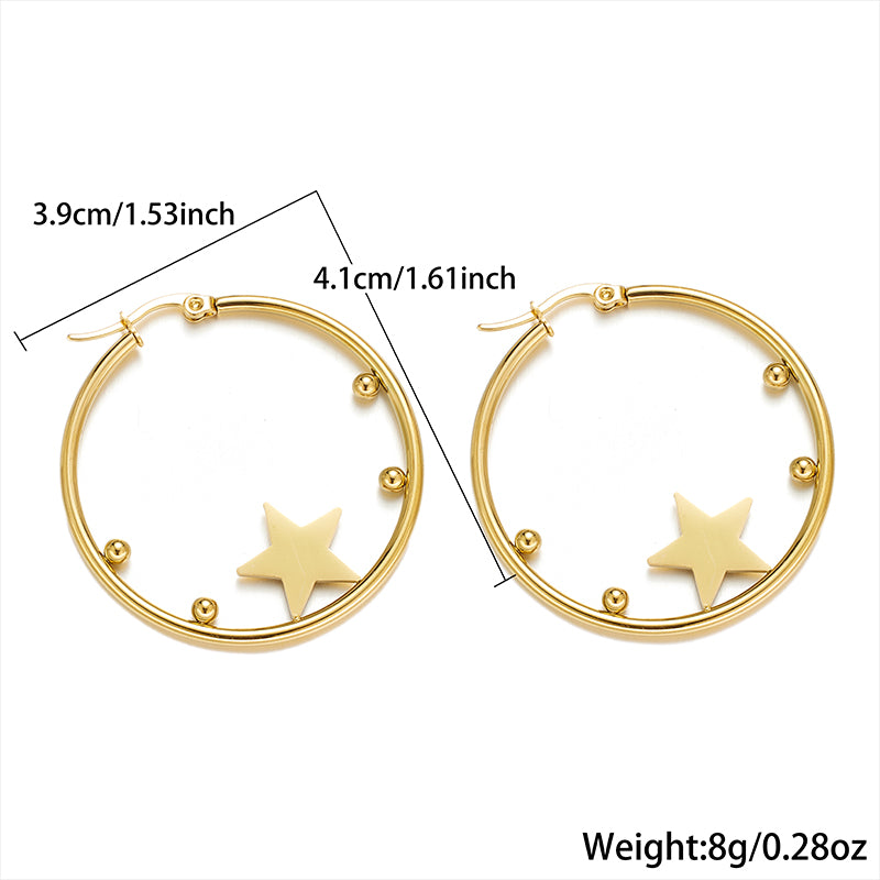 1 Pair Simple Style Classic Style Star Tree Snake Plating Stainless Steel 18k Gold Plated Earrings