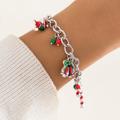 Cartoon Style Simple Style Christmas Tree Bell Alloy Enamel Iron Buckle Enamel Women's Bracelets