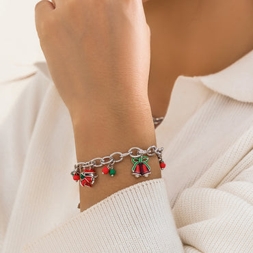 Cartoon Style Simple Style Christmas Tree Bell Alloy Enamel Iron Buckle Enamel Women's Bracelets