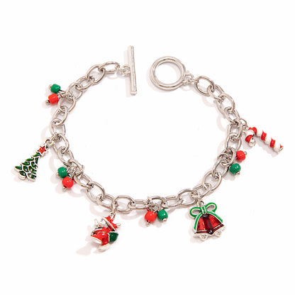 Cartoon Style Simple Style Christmas Tree Bell Alloy Enamel Iron Buckle Enamel Women's Bracelets