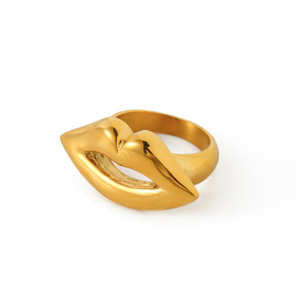 Simple Style Lips Stainless Steel Plating 18k Gold Plated Rings