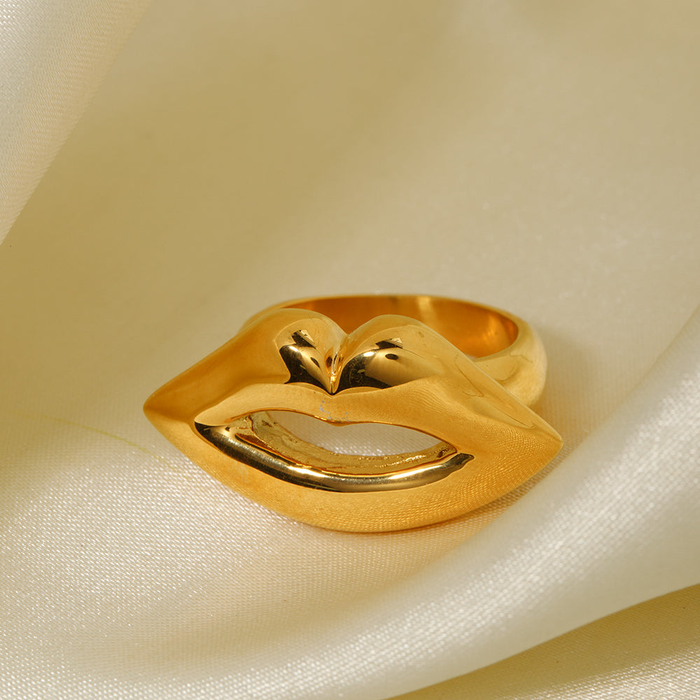 Simple Style Lips Stainless Steel Plating 18k Gold Plated Rings