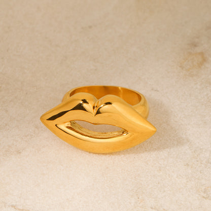 Simple Style Lips Stainless Steel Plating 18k Gold Plated Rings