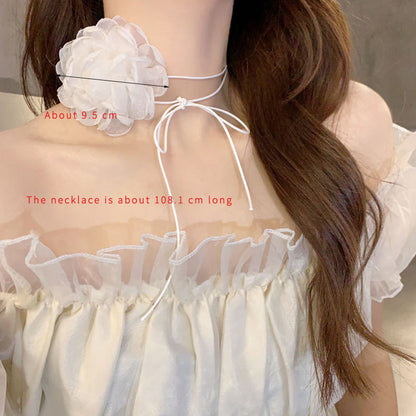 Elegant Flower Cloth Gauze Wax Rope Women's Choker