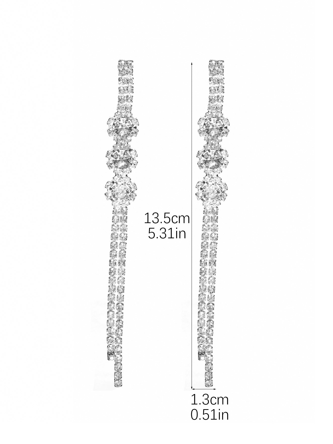 1 Pair Elegant Shiny Geometric Inlay Alloy Rhinestones Silver Plated Drop Earrings