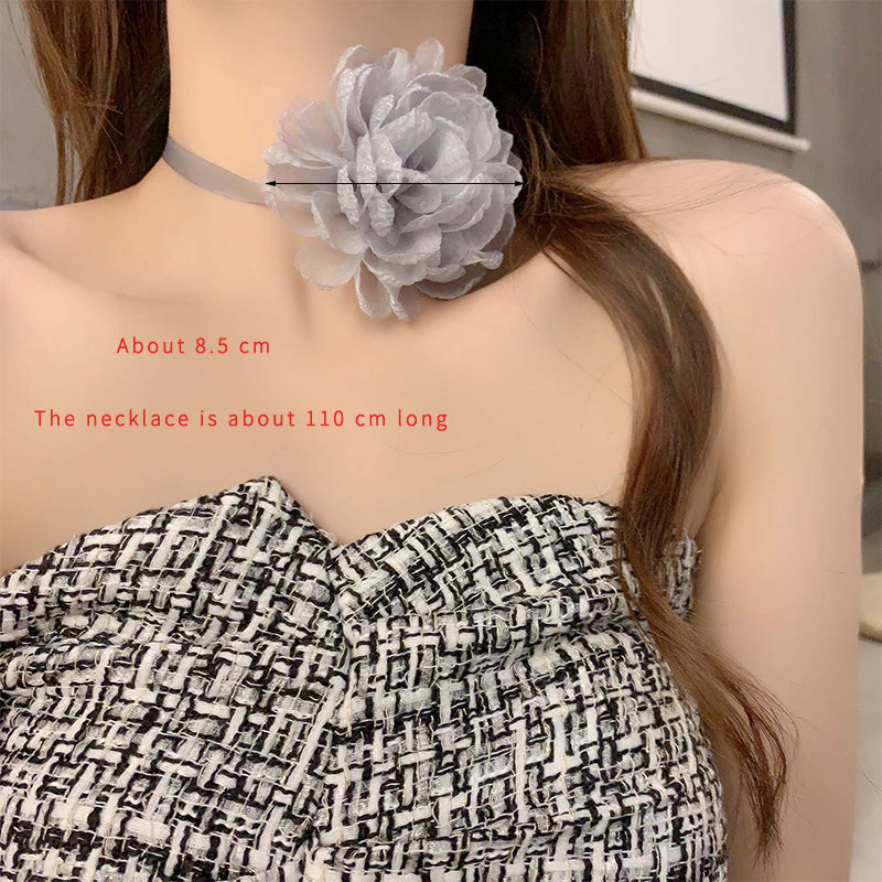 Elegant Flower Cloth Gauze Wax Rope Women's Choker